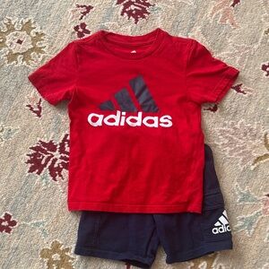 Adidas Kids' Red Tee and Dark Blue Shorts Set